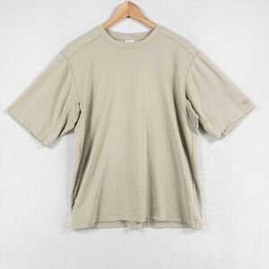 Columbia Top Mens Sz Large Beige Mesh Knit 100% Polyester Quick Dry Short Sleeve